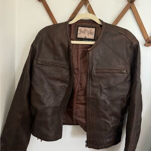 Vintage Carole Little Chocolate Brown Leather Jacket